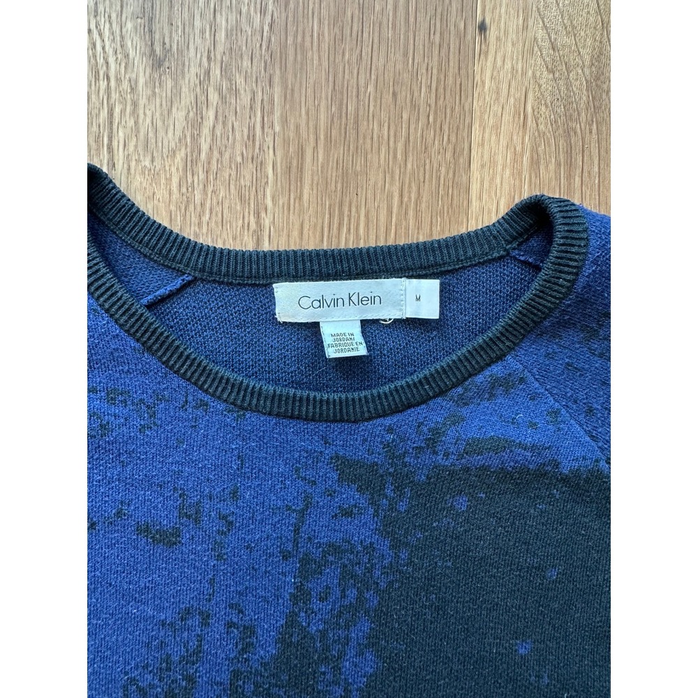 Calvin Klein Mens Abstract Brushstroke Crewneck Sweater Blue Black Size M - Picture 6 of 8